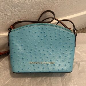 Dooney & Bourke Aqua Ostrich embossed Crossbody Bag